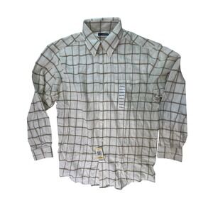 John Ashford long-sleeve button-down‎ beige shirt Men's size Medium